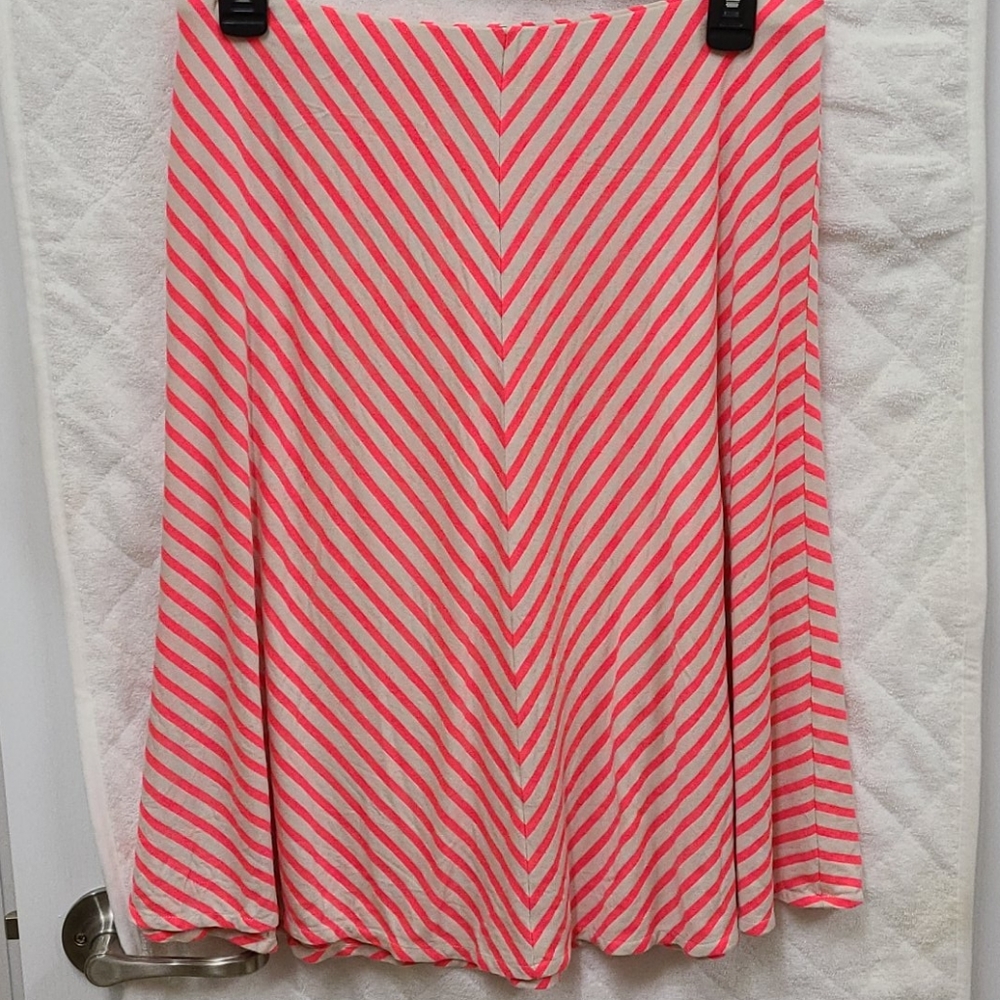 Jersey Ann Taylor Skirt with Neon Pink Stripes